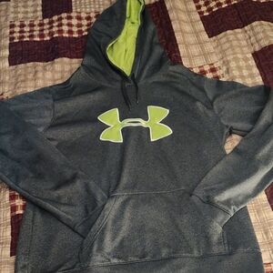 Under Armour Charcoal Hoodie with Neon Green Logo